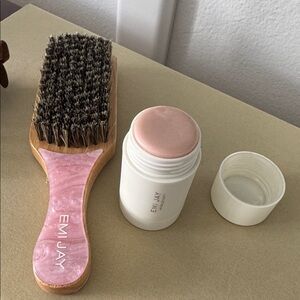 Emi Jay Set Boar Bristle Brush in Pink Sugar & Angelstick